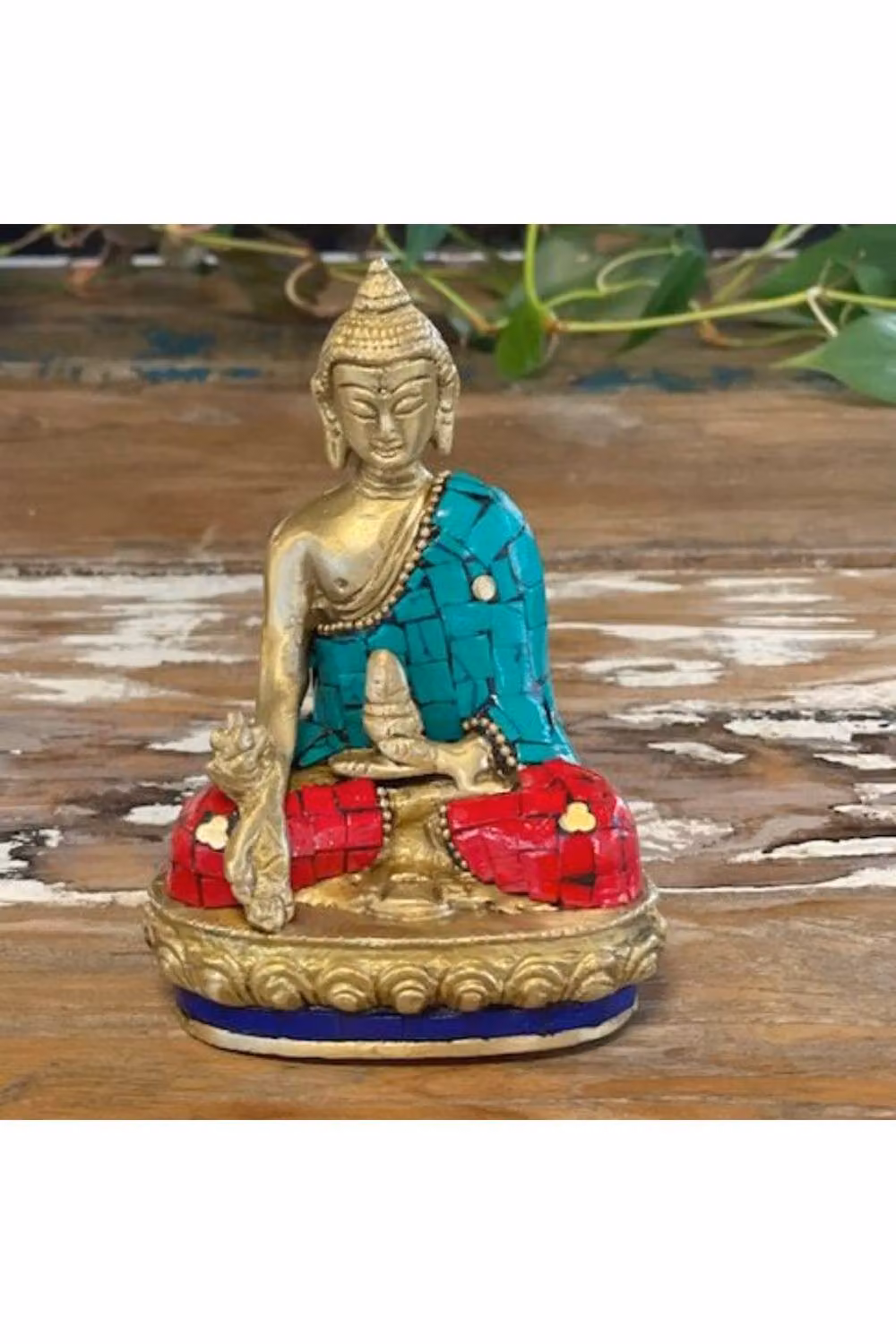 KDMD Gold Brass Buddha Figure for Tabletop Decor, Height: 9.5 cm – 2