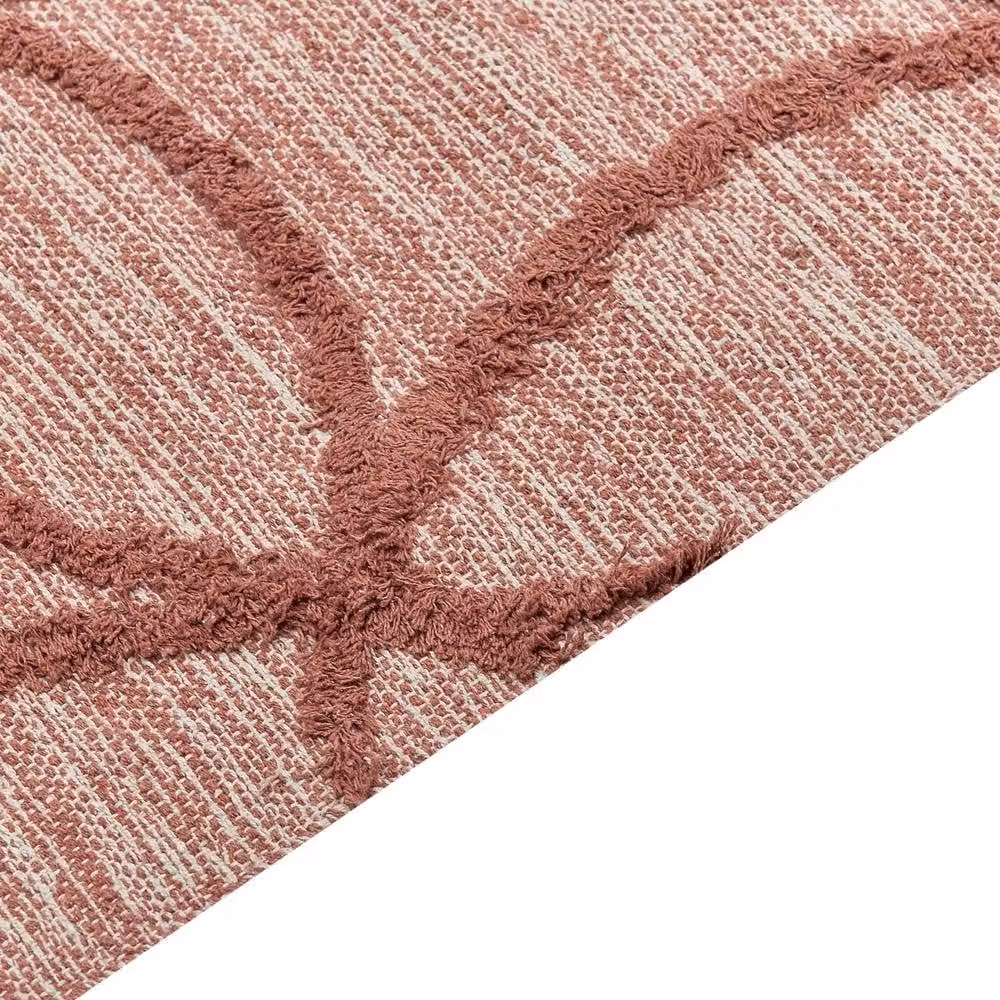 Wyld and Coco Hand-Tufted Red Geometric Boho Cotton Area Rug, W: 80 cm, L: 150 cm – 4