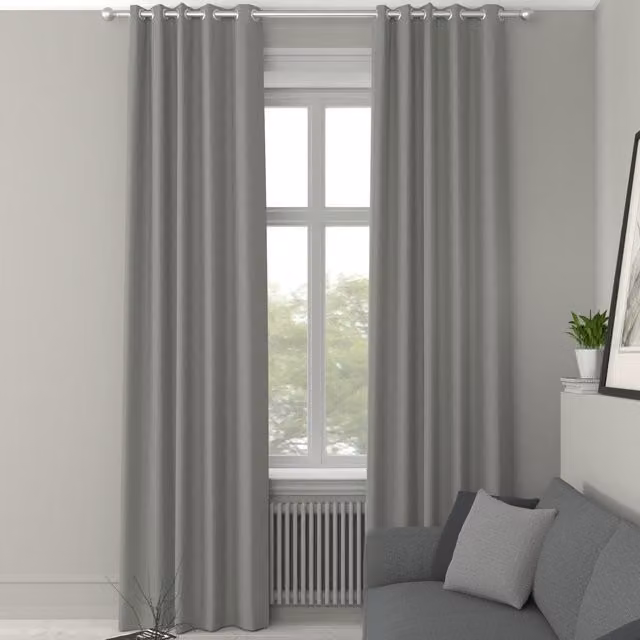 Terrys Elvira Made to Measure Blackout Eyelet Curtain in Silver Grey