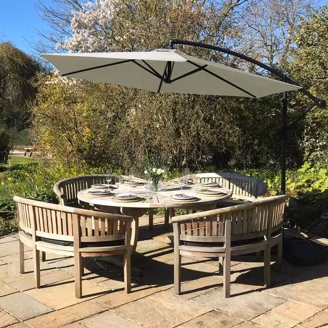 Monstershop Cantilever Parasol with Square Base in Beige and Grey Polyester