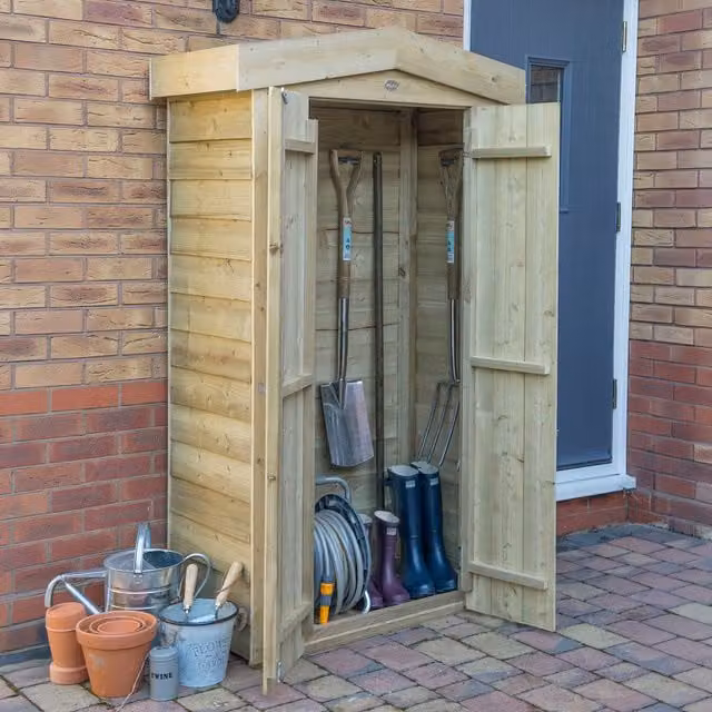 Forest Pressure Treated Tall Apex Wooden Garden Store in Brown