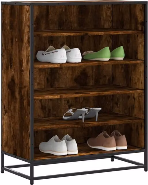Berkfield Home Smoked Oak Shoe Cabinet in Brown, W/D/H: 75 x 38 x 97.5 cm