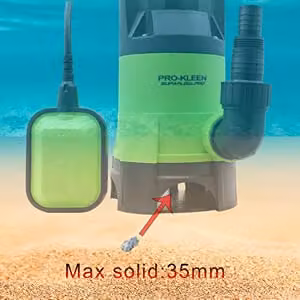 Pro-Kleen 400W Electric Submersible Water Pump with 5m Layflat Hose and Float Switch for Clean or Dirty Water, Green and Blue – 3