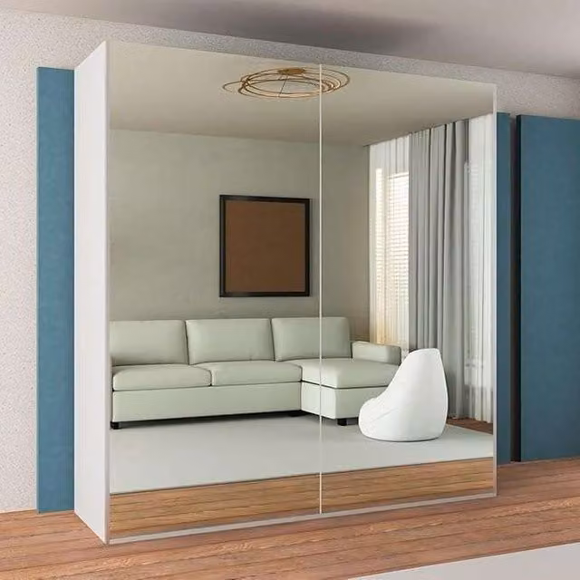 Sliding Wardrobes 4U Modern Sliding Wardrobe with Integrated LED Lighting in White, W: 200 cm, H: 217 cm, D: 62 cm