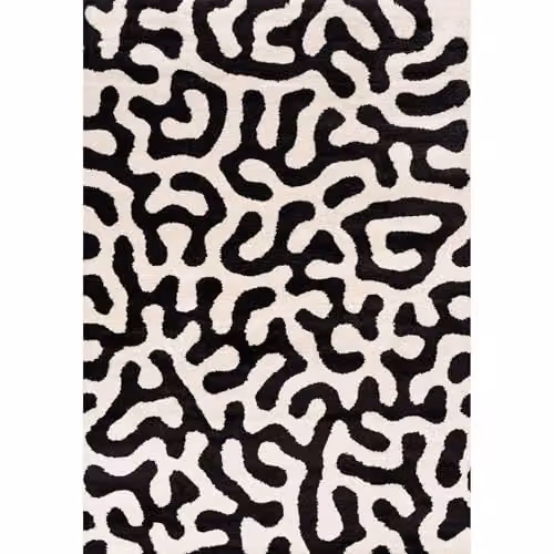 THE RUGS Joli Area Rug in Doodle Black and White, Modern Abstract Design, W: 200 cm, D: 290 cm – 4