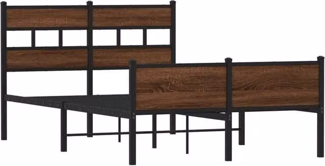 Berkfield Home Elegant Small Double Bed Frame in Brown Oak, W/D/H: 120 x 200 x 91.5 cm