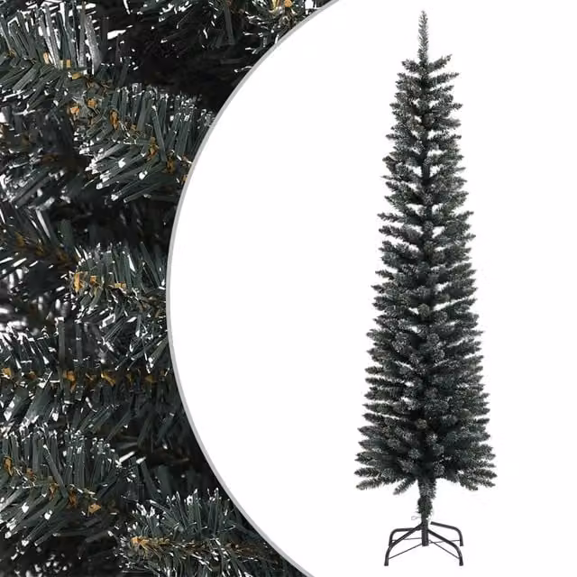 Berkfield Home Artificial Slim Christmas Tree in Green with Stand, Height: 180 cm