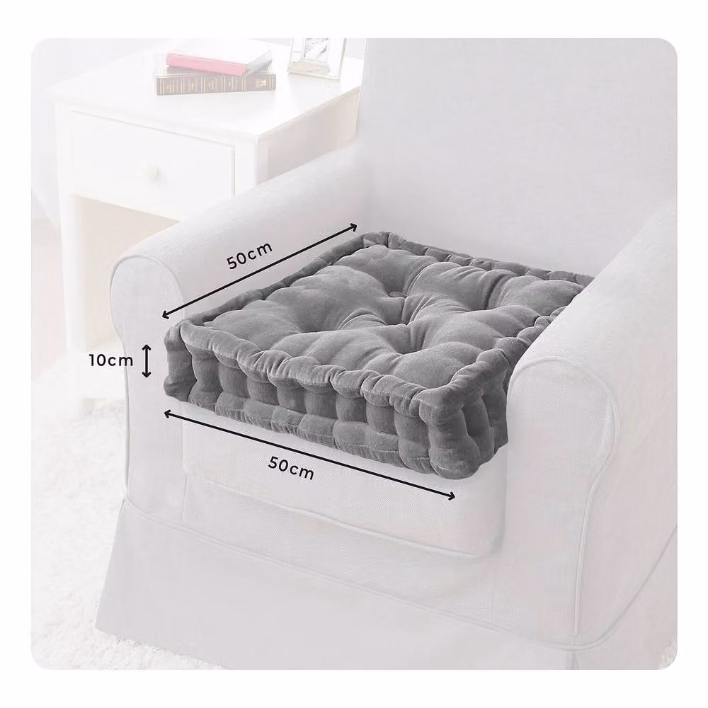 Coopers of Stortford Grey Velour Booster Cushion for Adults, W: 50 cm, D: 50 cm, H: 10 cm – 4
