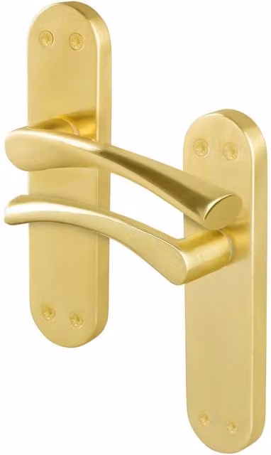 AFIT Satin Brass Twist Internal Lever Door Handles with Backplate, Gold, 1 Pair, W/H: 150 x 150 mm