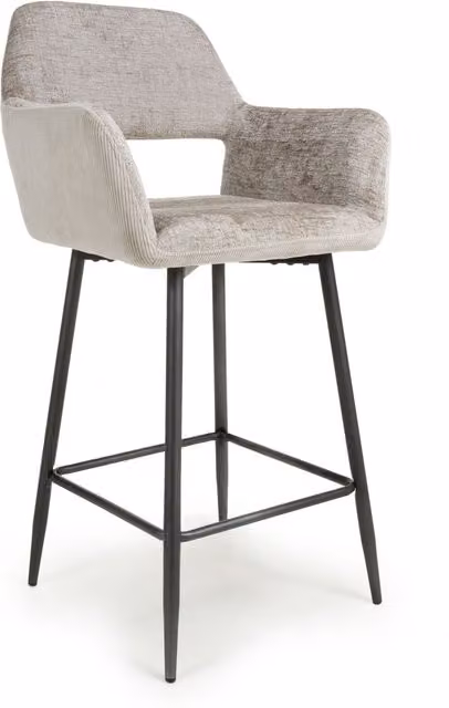 Shankar Pair of Sorento Chenille Corduroy Bar Chairs in Grey