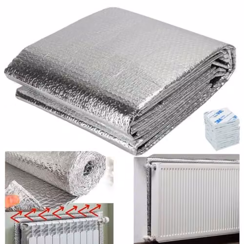 Almineez Silver Aluminium Radiator Reflective Foil Insulation Sheet, W: 60 cm x L: 5 m – 1