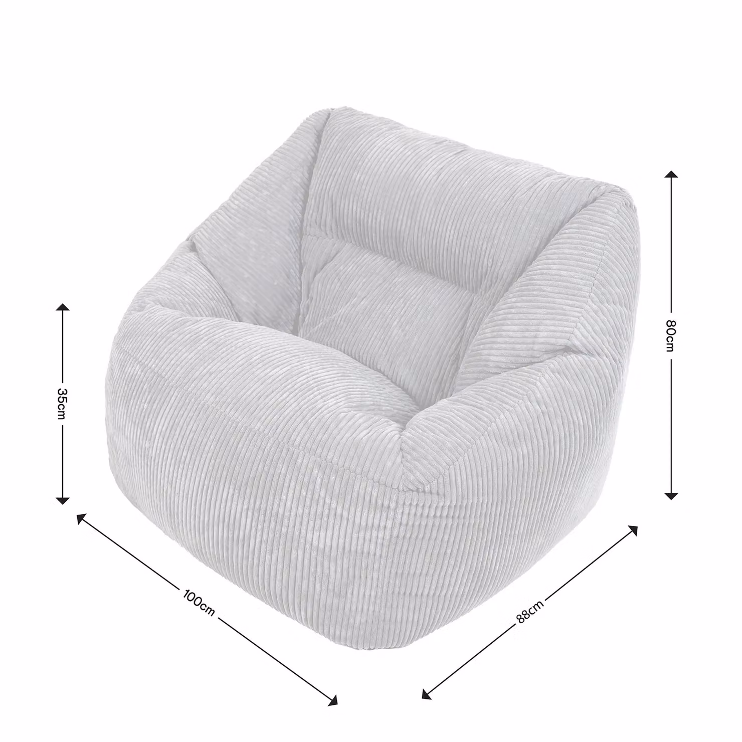 icon Giant Cord Armchair Bean Bag with Footstool in Charcoal Grey – 5