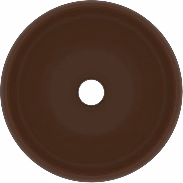 Berkfield Home Luxury Round Ceramic Wash Basin in Matt Dark Brown, W: 40 cm, H: 15 cm