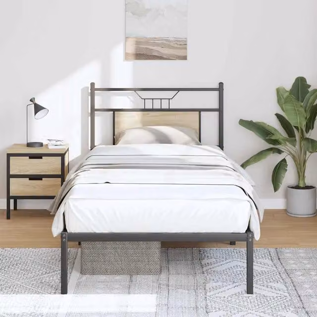 Berkfield Home Small Single Bed Frame in Sonoma Oak Brown, Engineered Wood, W: 75 cm x L: 190 cm – 1