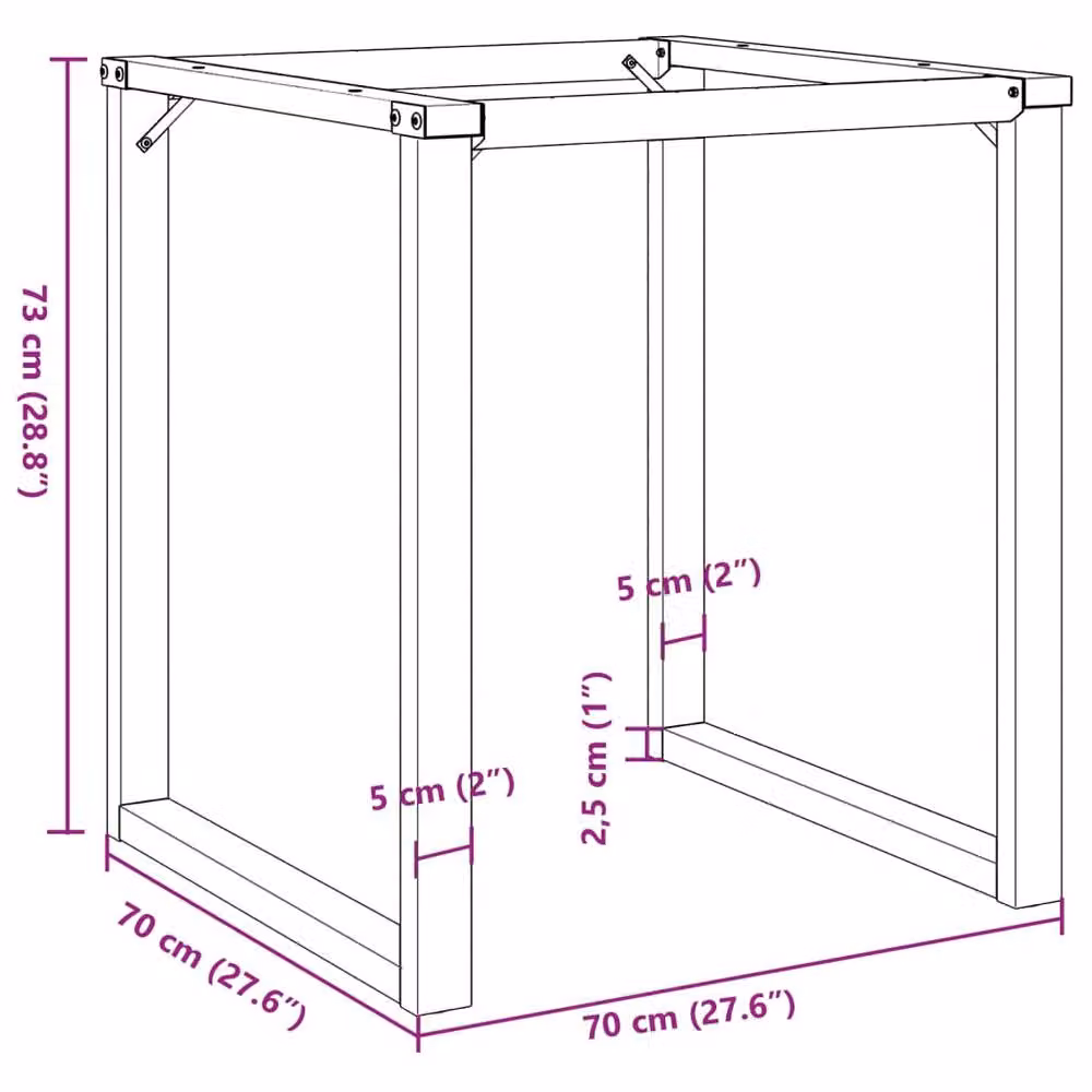 Berkfield Home O-Frame Dining Table Legs in Matt Black Steel, W/D/H: 70 x 70 x 73 cm – 6