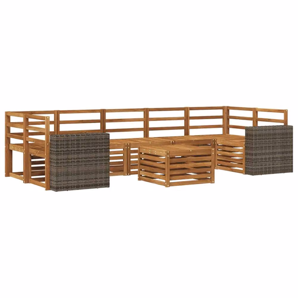 Berkfield Home 8-Piece L-Shape Outdoor Sofa Set in Brown Solid Acacia Wood – 2