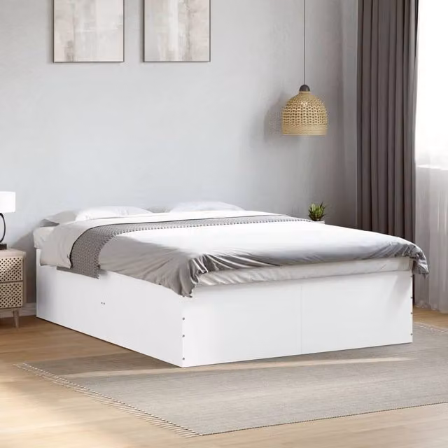 Berkfield Home King Size Bed Frame in White, W/D/H: 150 x 200 cm
