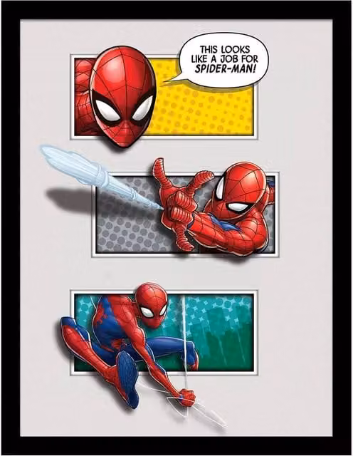 Spider-Man Looks Like A Job Breakout Framed Multicolour Paper Poster in Grey – 1