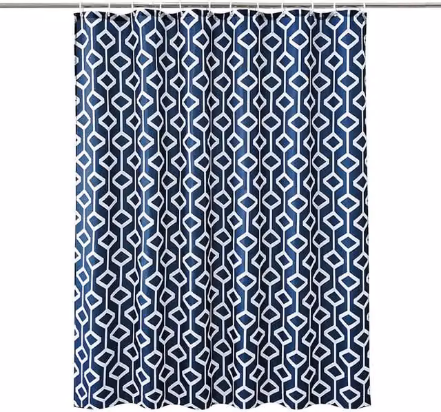 Neel Blue Abstract Geometric Shower Curtain, Navy Blue, W/D/H: 180 x 180 x 200 cm – 1