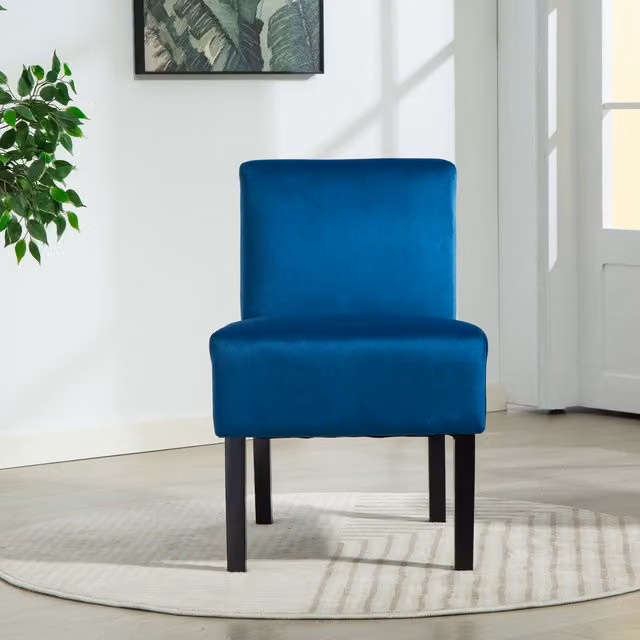 Artemis Home Valina Blue Velvet Fabric Armless Accent Chair