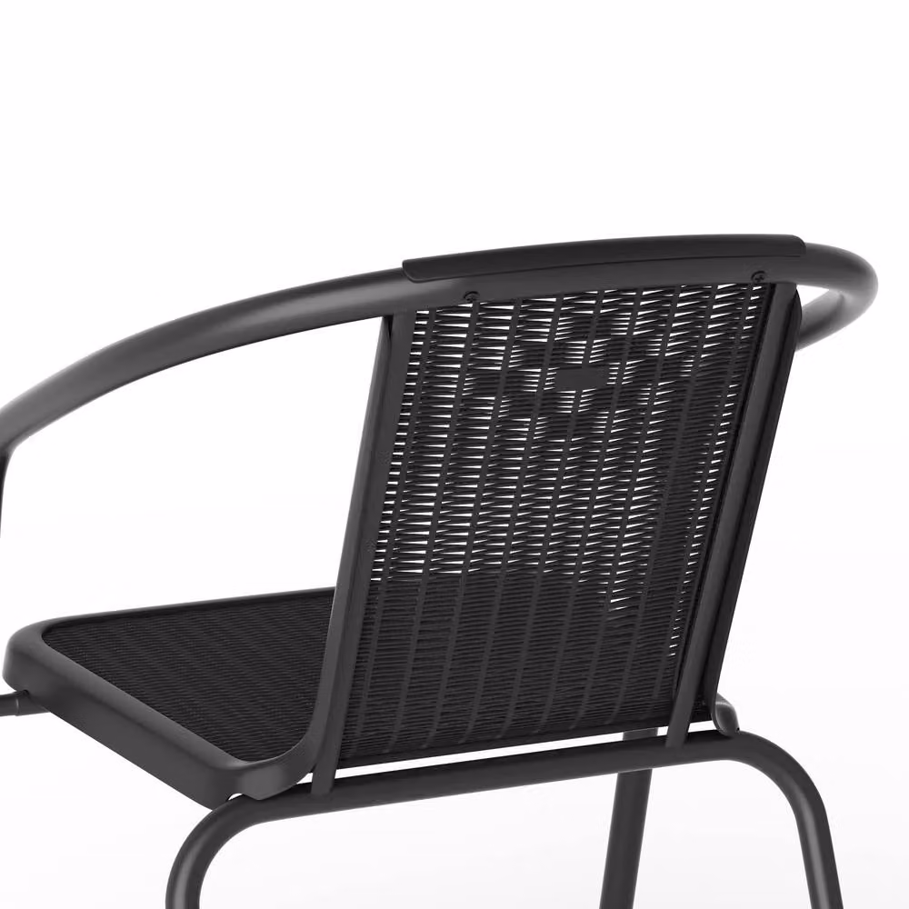 Living and Home Set of 2 Black PE Rattan Stacking Outdoor Garden Chairs – 5