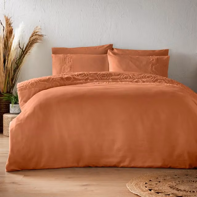Velosso Modern Orange Polyester Duvet Cover, W/D/H: 200 x 180 cm