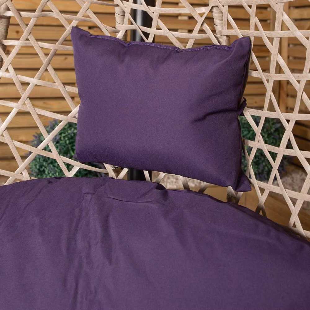 Samuel Alexander Hanging Garden Rattan Egg Chair with Powder Coated Steel Frame, Cushions and Waterproof Cover in Blue and Purple, W/D/H: 196 x 136 x 136 cm – 5