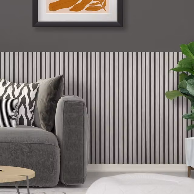 Fuse Acoustic Grey Oak Wood Look Wall Panel, W: 120 cm, H: 60 cm – 1