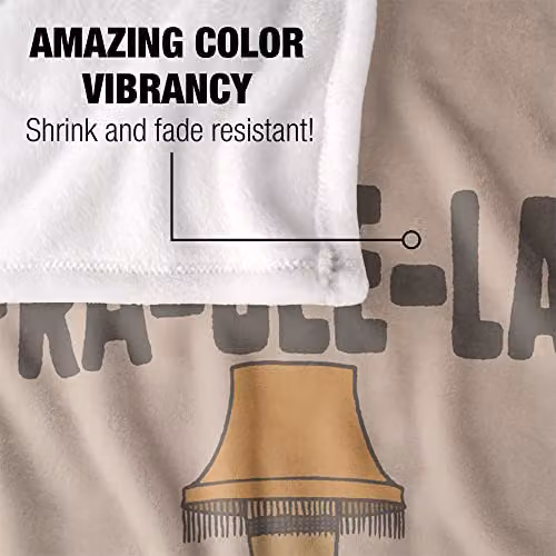 Warner Bros. A Christmas Story Fra-Gee-Lay Fragile Leg Lamp Super Soft Fleece Throw Blanket, W/D/H: 91 x 147 cm, Beige/Multicolour – 2
