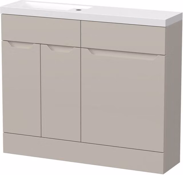 Balterley Teddesley Compact 2 Door Combination Vanity Basin and WC Unit, Grey, W: 100 cm – 1