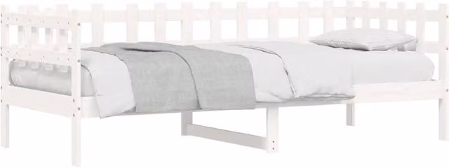 Berkfield Home Beautiful Day Bed in White Solid Pine Wood, W/D/H: 200 x 80 x 68.5 cm