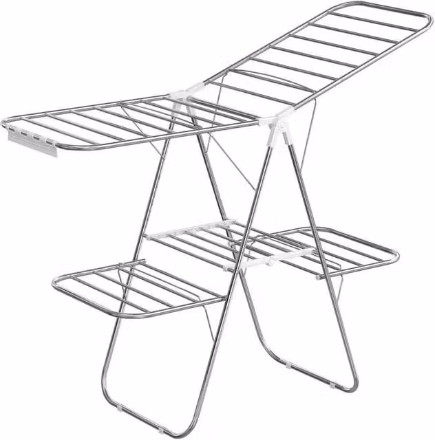 Kelvenix Foldable Steel Clothes Drying Rack with Wing Arms in Silver