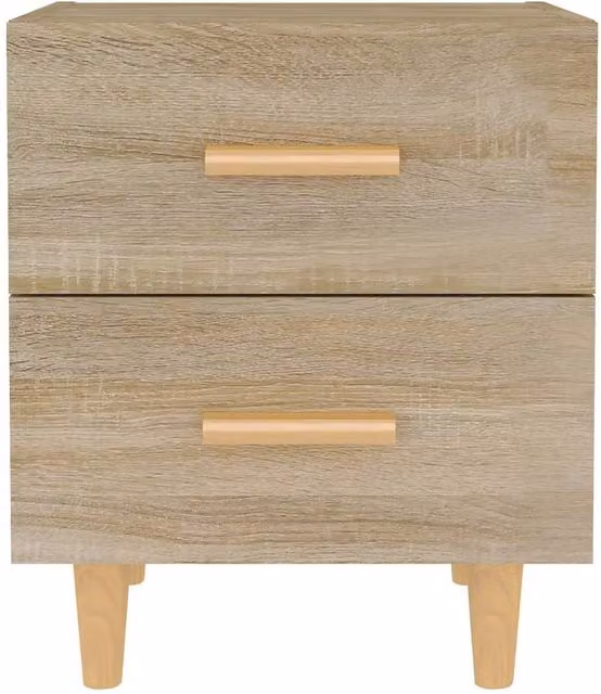 Berkfield Home Beautiful Bed Cabinets, 2 Piece Set in Sonoma Oak and Light Tan, W: 40 cm, D: 35 cm, H: 47.5 cm – 1