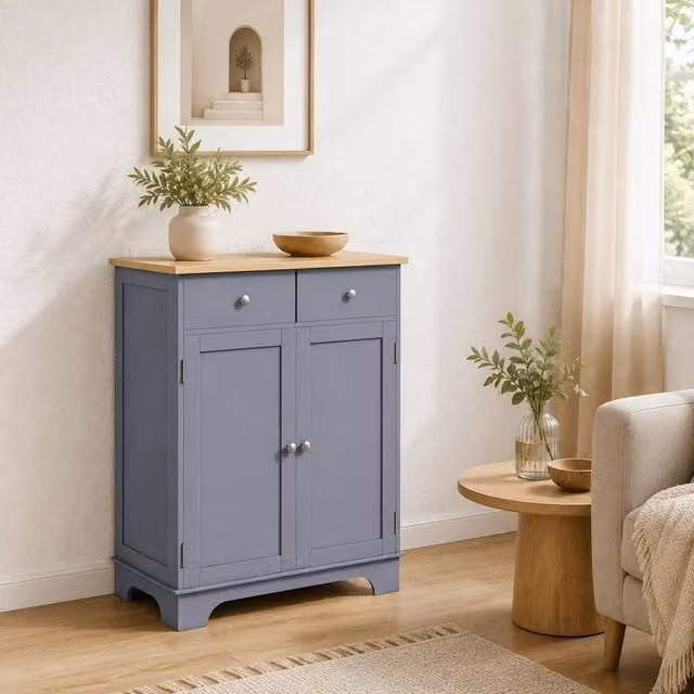 STILVORA Grey Kitchen Cabinet with Internal Drawers, Shelves and Hinged Doors, W/D/H: 85.0 x 40.3 x 68.0 cm – 1