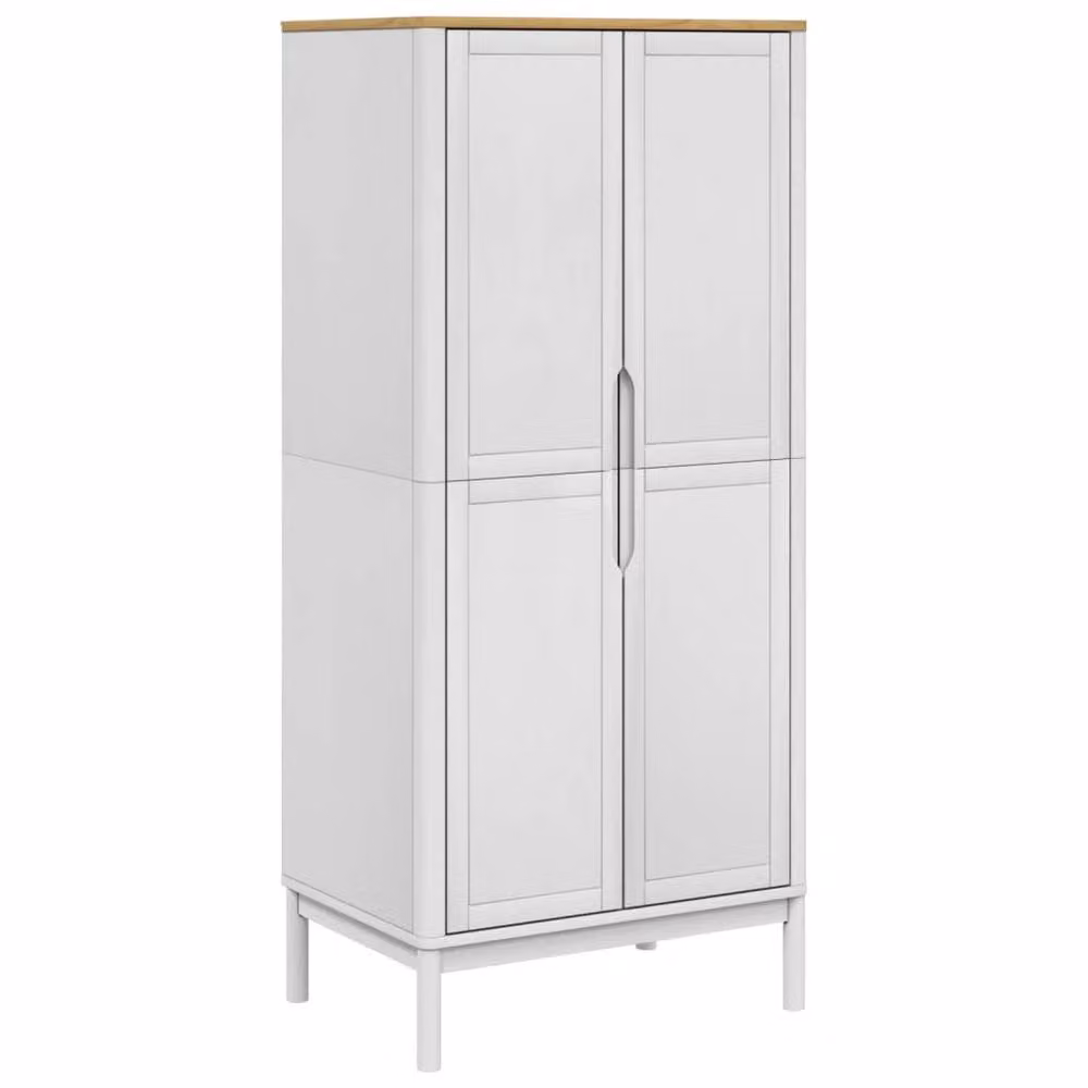 Berkfield Home Floro White Wardrobe in Solid Pine and MDF, W/D/H: 77 x 53 x 171 cm – 2