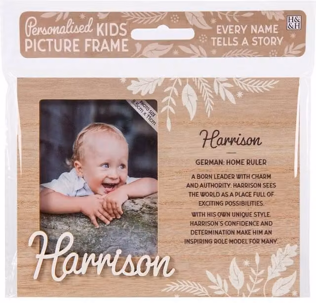 History & Heraldry Harrison Pre-personalised Child's Picture Frame, Brown, W: 8.5 cm, H: 11 cm