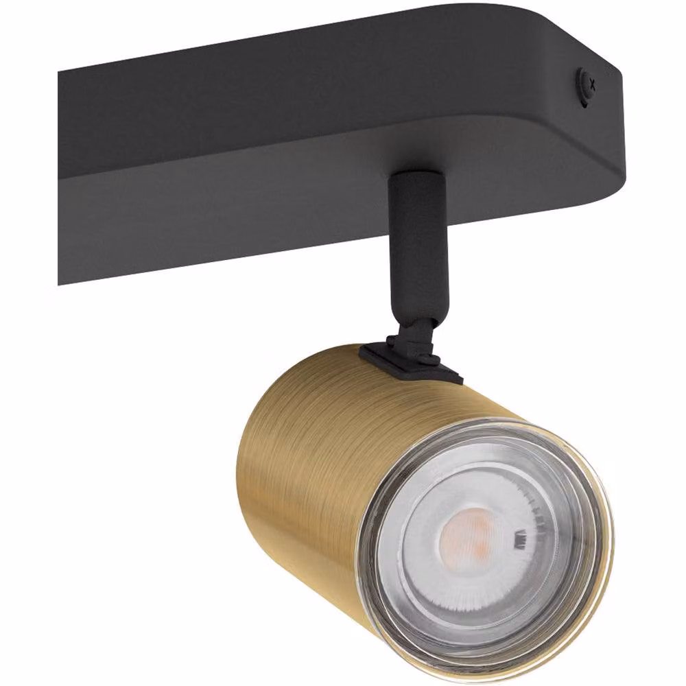 Loops Modern Triple LED Bathroom Ceiling Spotlight in Black and Brushed Brass – 3