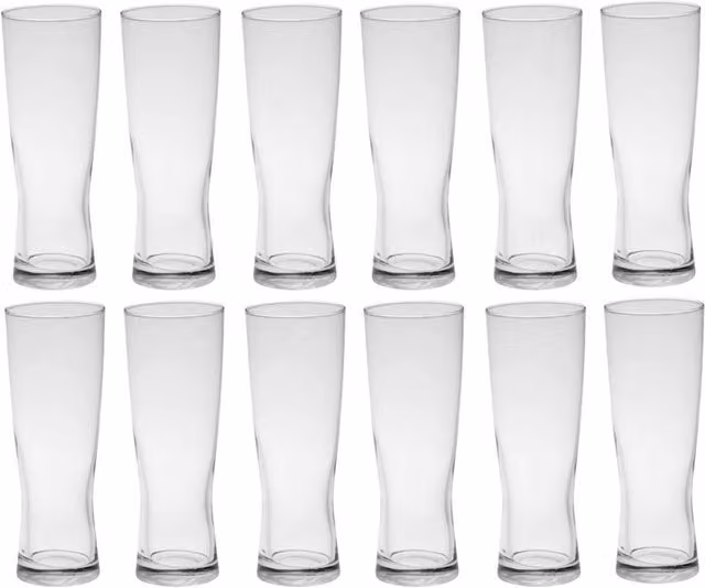 EONLION Set of 12 Clear Beer Glasses, 360ml Each