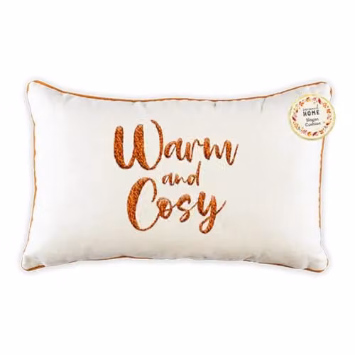 Garden Greatness Warm & Cosy Autumn Slogan Cushion in Cream, Orange and White, W: 50 cm x H: 30 cm – 1