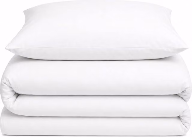 Velosso Plain Dyed Cotton and Polyester Duvet Cover and Pillowcase Set in White, Size: 90 x 200 cm