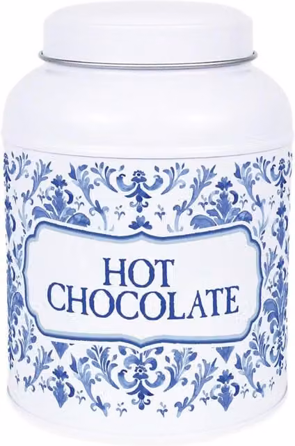 Purely Home Oriental Ink Hot Chocolate Canister with Domed Lid in Blue and White Metal