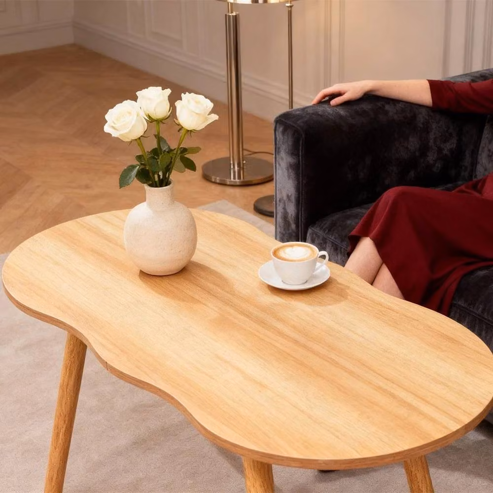 FORGEVIO Scandinavian Oval Wooden Coffee Table in Brown, W/D/H: 80 x 80 x 40 cm – 4