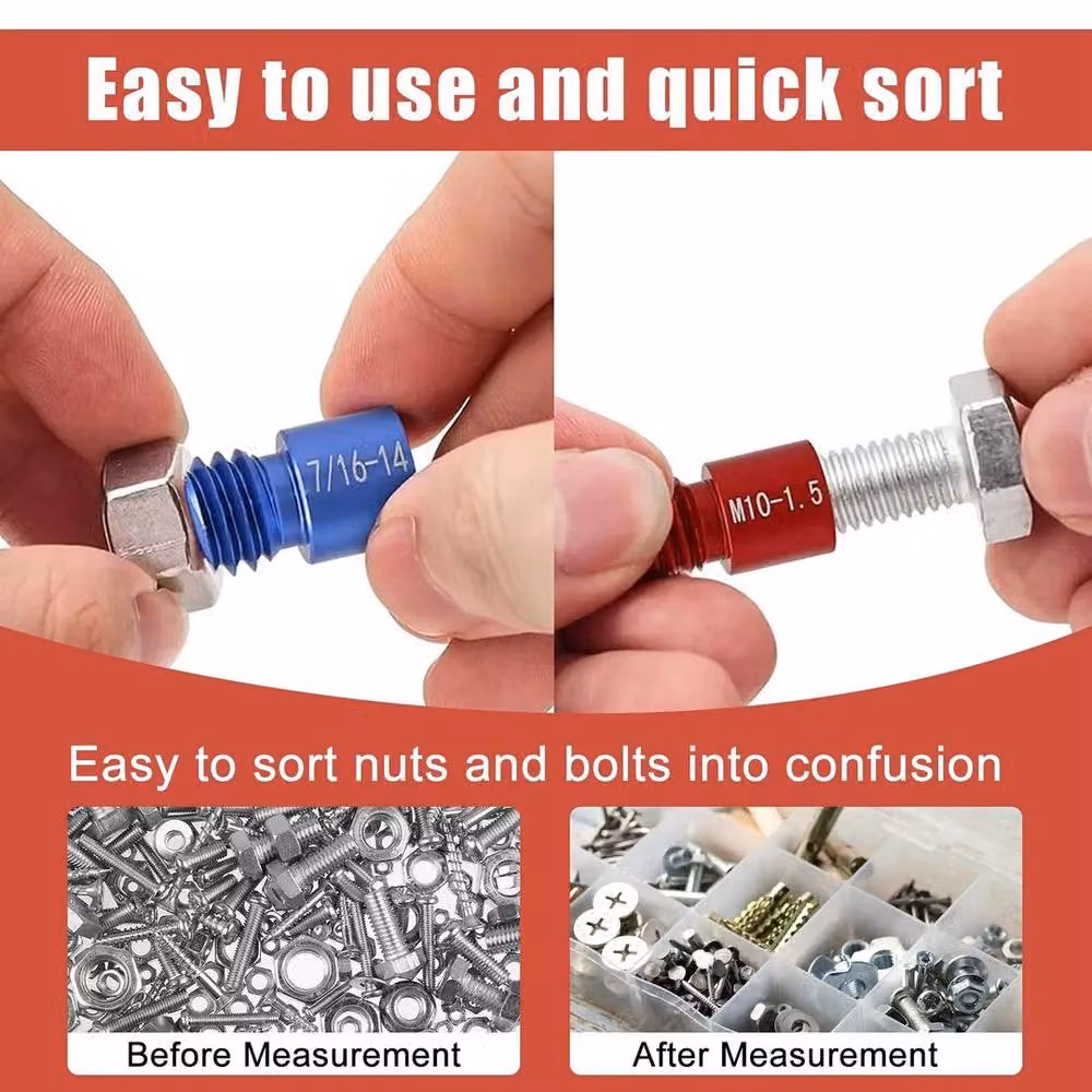 KORVIXA 50-Piece Nut and Bolt Thread Checker in Red – 5