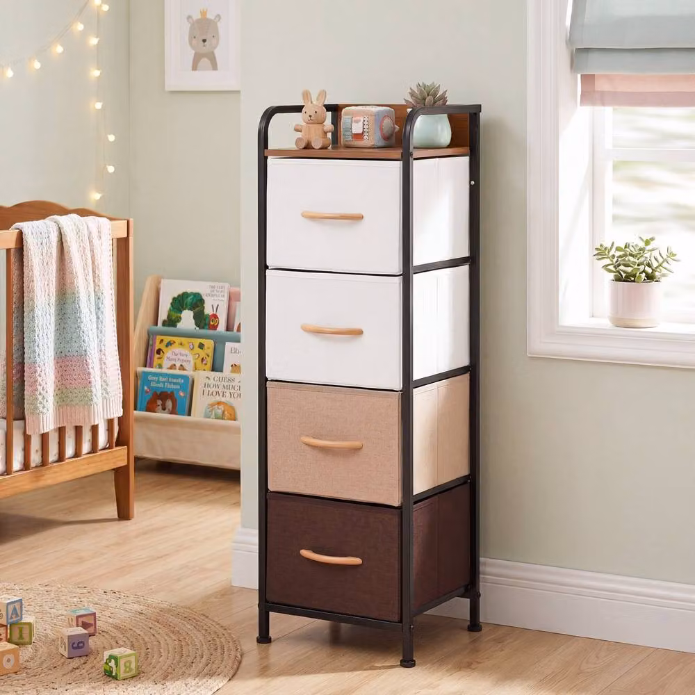 Gymax Modern Brown Metal Wall Mounted Vertical Storage Organizer for Living Rooms – 4