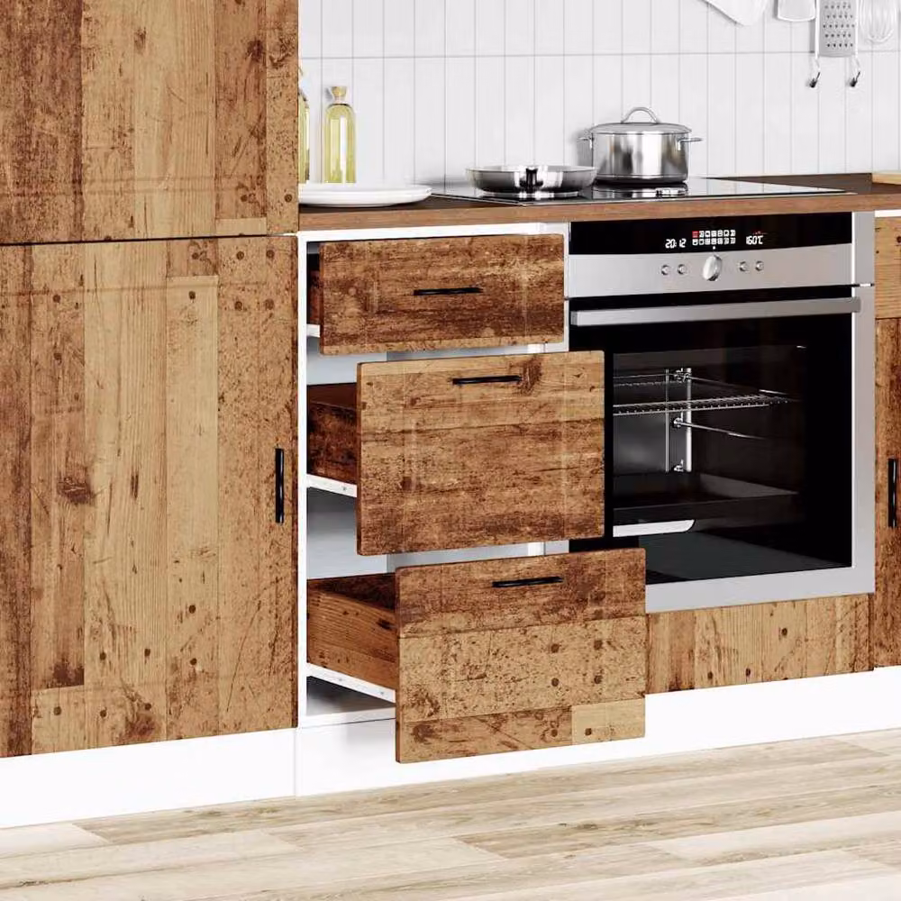 Berkfield Home Porto Old Wood Kitchen Base Cabinet in Brown – 2