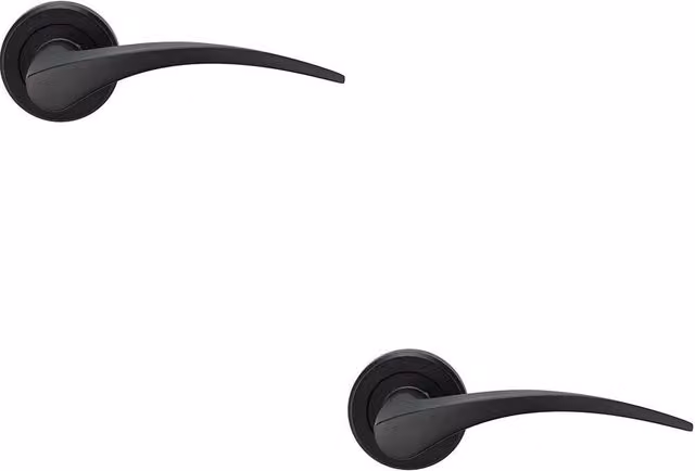 Loops 2x Pair Arched Tapered Handles with Round Rose Concealed Fix in Matt Black Finish – 1