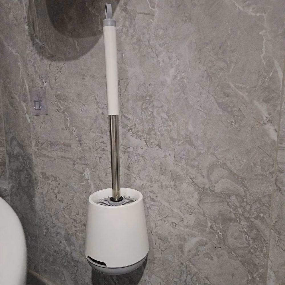 PAWNORA Silicone Toilet Brush Set with Holder in White – 6