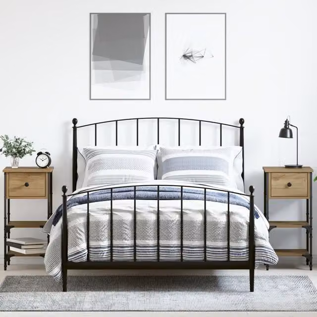 Berkfield Home Artisan Oak Bedside Cabinets, 2 Piece Set in Beige, W/D/H: 34 x 36 x 70 cm
