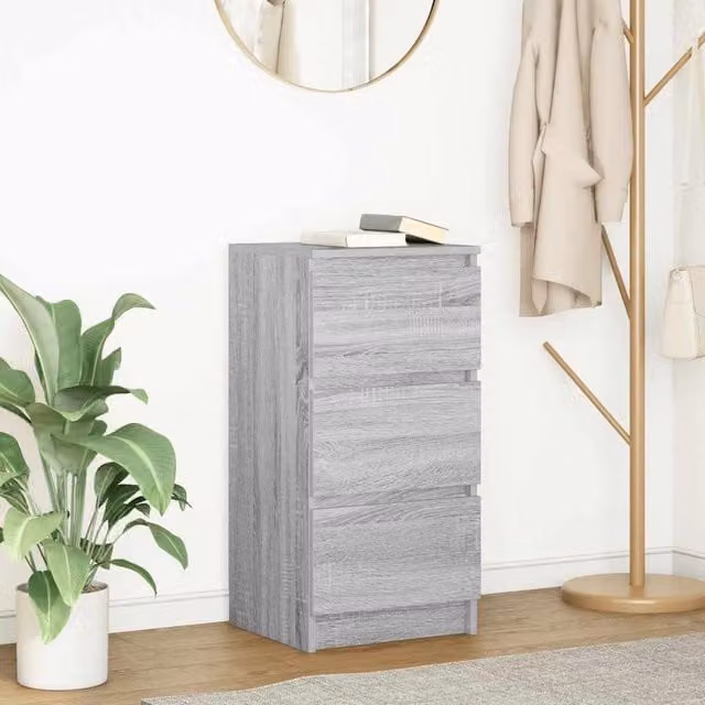 Berkfield Home Grey Sonoma Sideboard in Engineered Wood, W/D/H: 37.5 x 35 x 76 cm