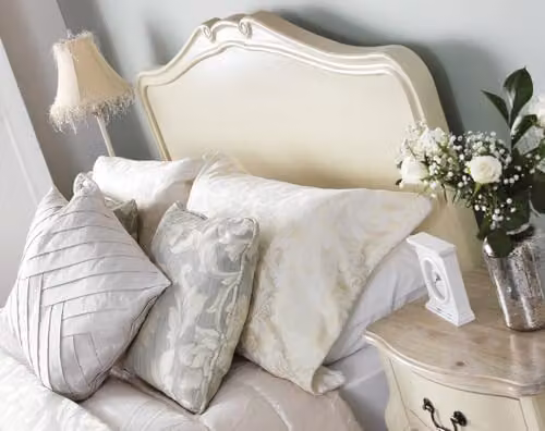 Statement Furniture Juliette French Style 5ft King Size Bed with Solid Pine Wooden Headboard in White or Beige, W/D/H: 150 x 200 x 124 cm – 3